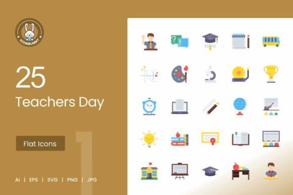 25 Teachers Day Flat Multicolor Icons: Elevating Educational Celebrations