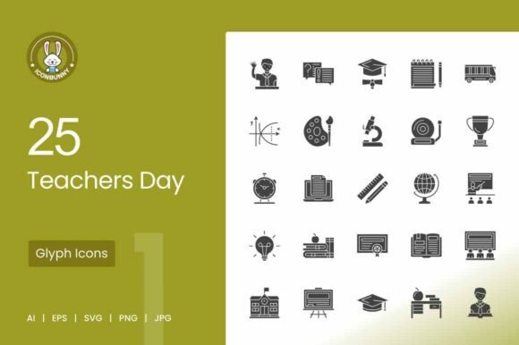 Celebrating Educators with 25 Teachers Day Glyph Icons