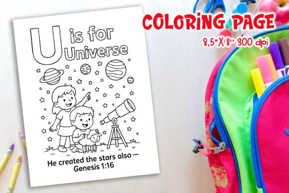 Christian Universe Coloring Page: Exploring God's Creation with Kids
