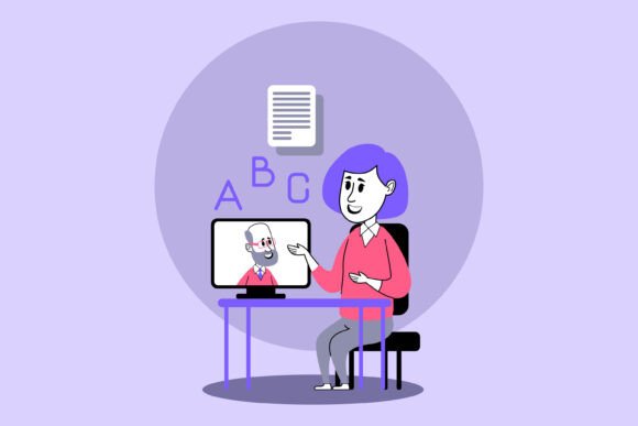Educator Engaging in Online Lesson Graphic