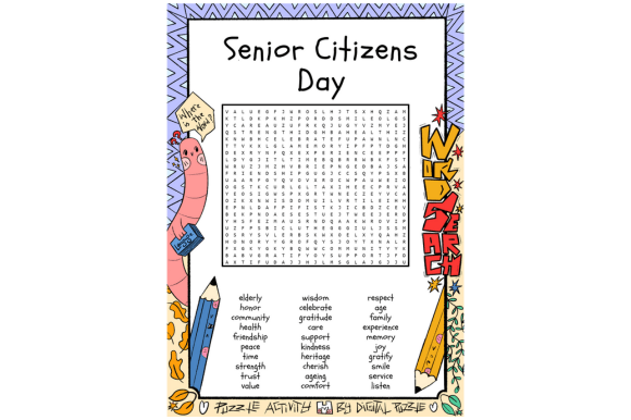 Senior Citizens Day Word Search Puzzle