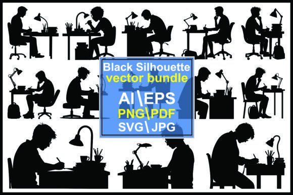 Silhouette Student Writing at Study Desk: A Practical Guide to Versatile Educational Graphics