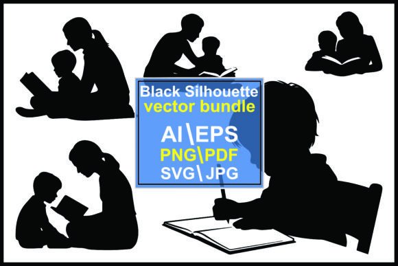 Silhouettes of People Reading Writing