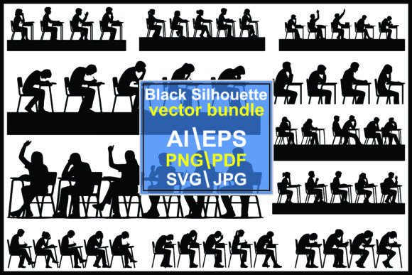 Silhouettes of Students Sitting at Desks