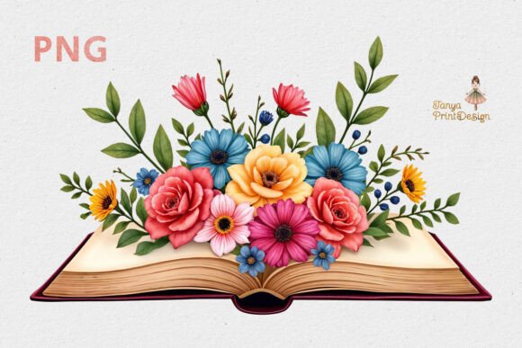 Unfolding Stories: The Rise of the Watercolor Book with Flowers PNG Clipart in Modern Design